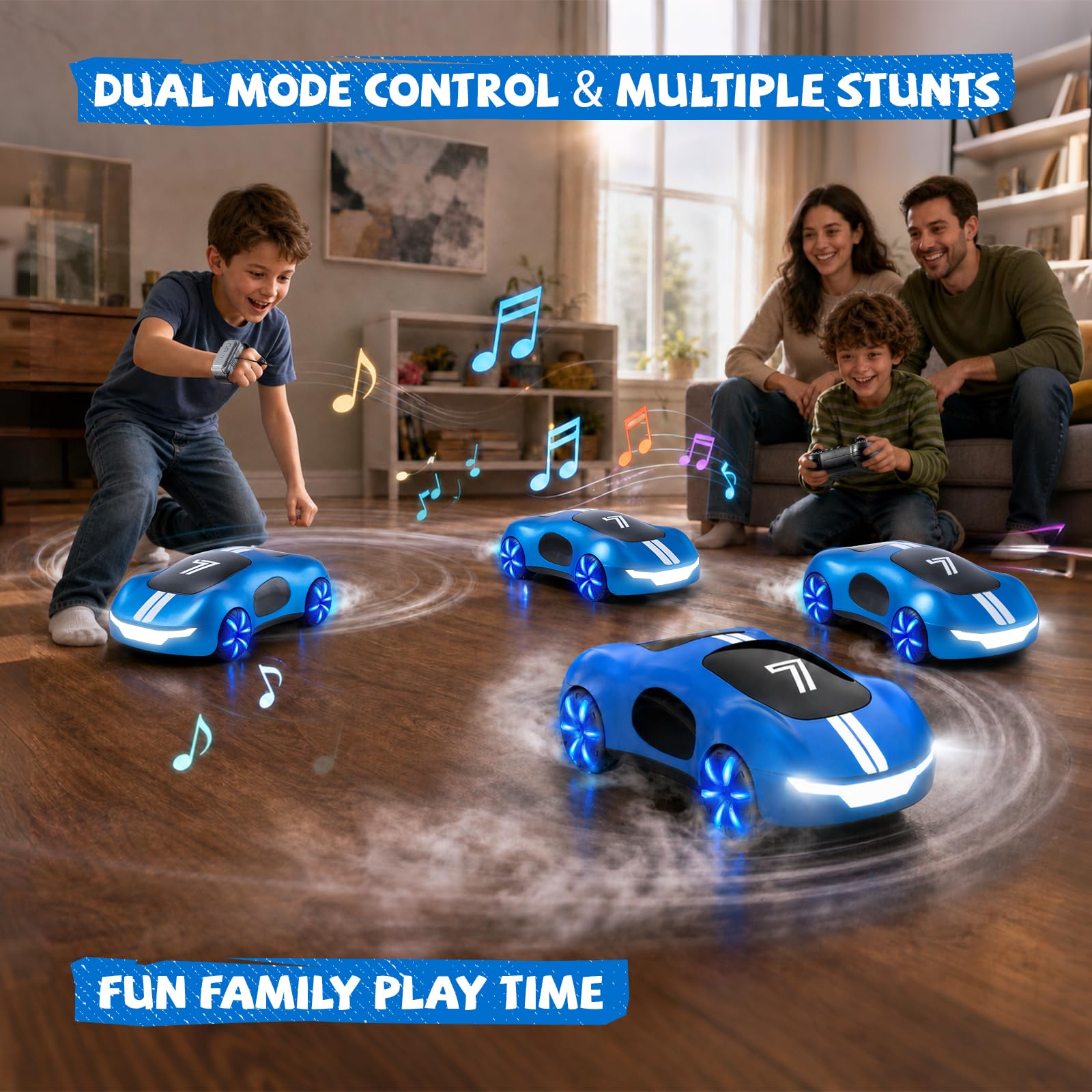 AEROQUEST Coche teledirigido de Juguete, Sensor de Gestos Recargable RC Stunt Auto con luz y pulverización, 2,4 GHz RC Drift Coche de Juguete Regalo para niños a Partir de 6, 7, 8, 9, 10+ años