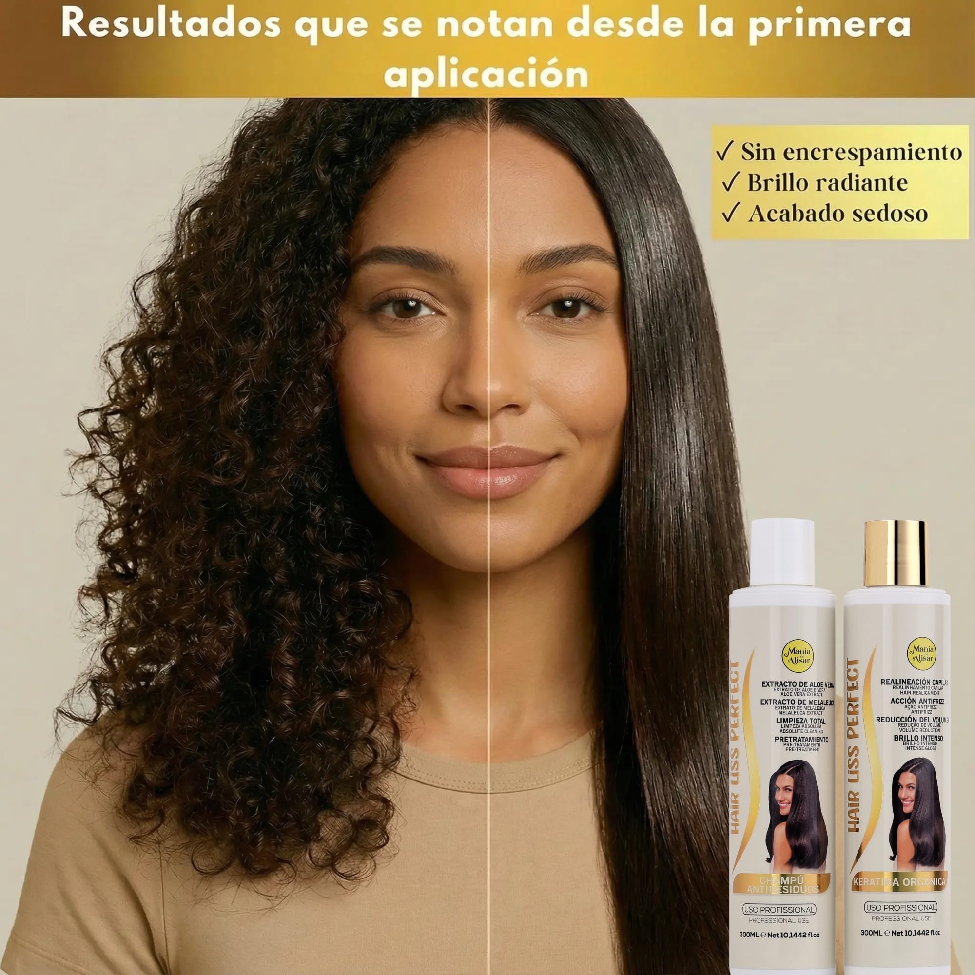 kit alisado brasileño alisado de keratina Orgánica progresivo contiene champú y keratina (300 ml / kit 2) Mania de Alisar