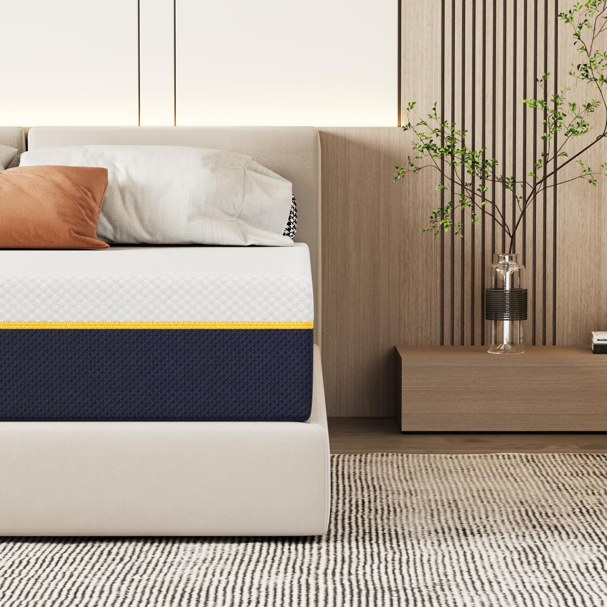 DEWINNER Materasso 160x200x21 cm|Memory Foam&Bambù Carbone|Supporto Alta Resilienza|TraspiranteIpoallergenico|Fodera Rimovibile Lavabile|Confort Medio