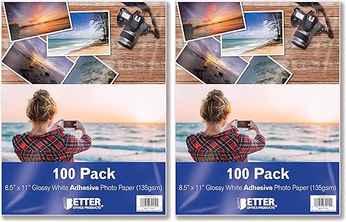 Vista 8 de Better Office Products - Papel fotográfico autoadhesivo, brillante, 8.5 x 11 pulgadas, 100 hojas, por Better Office Products, 135 gsm, tamaño carta