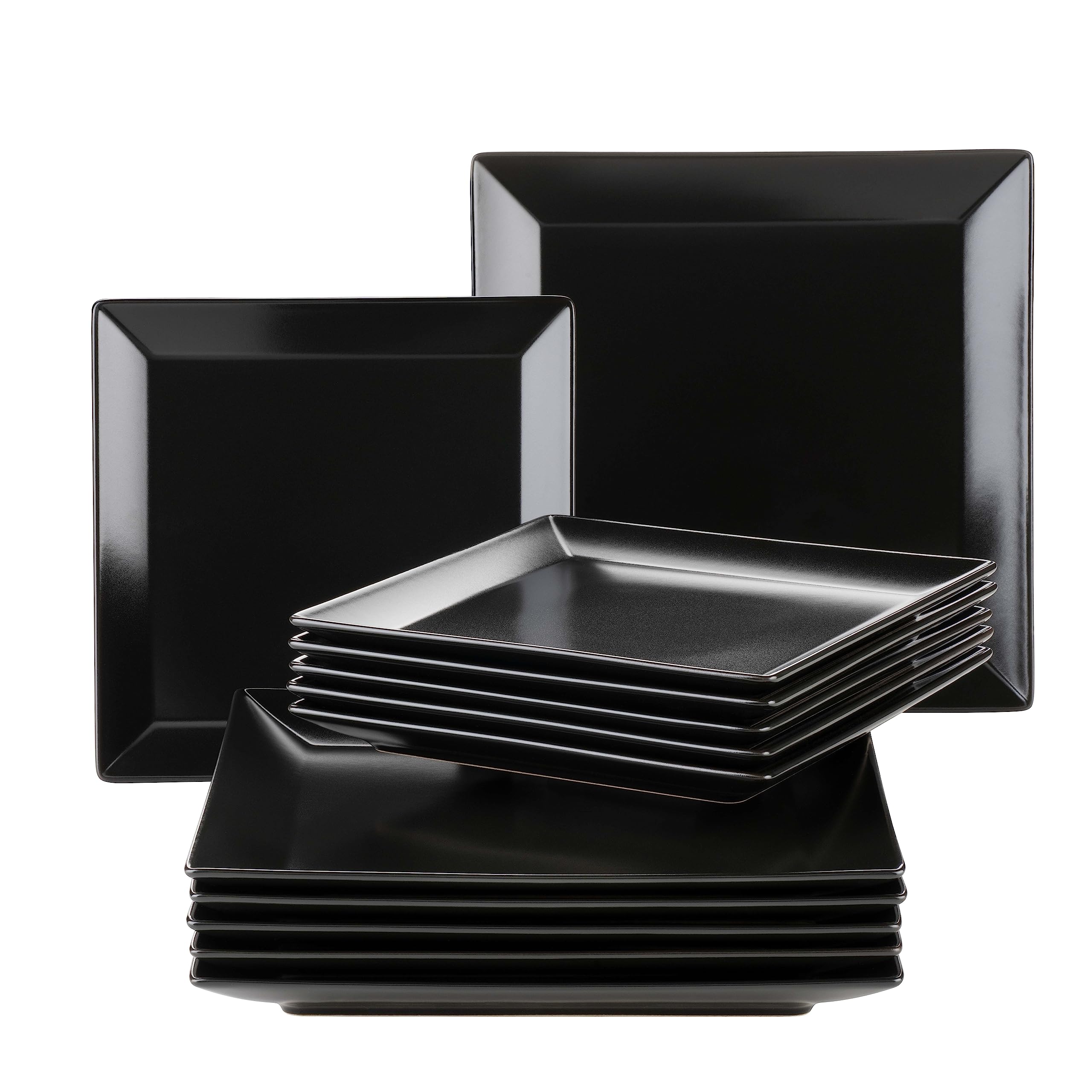 MÄSER Manhattan City Porcelain Dinner Set for 6 People, Black