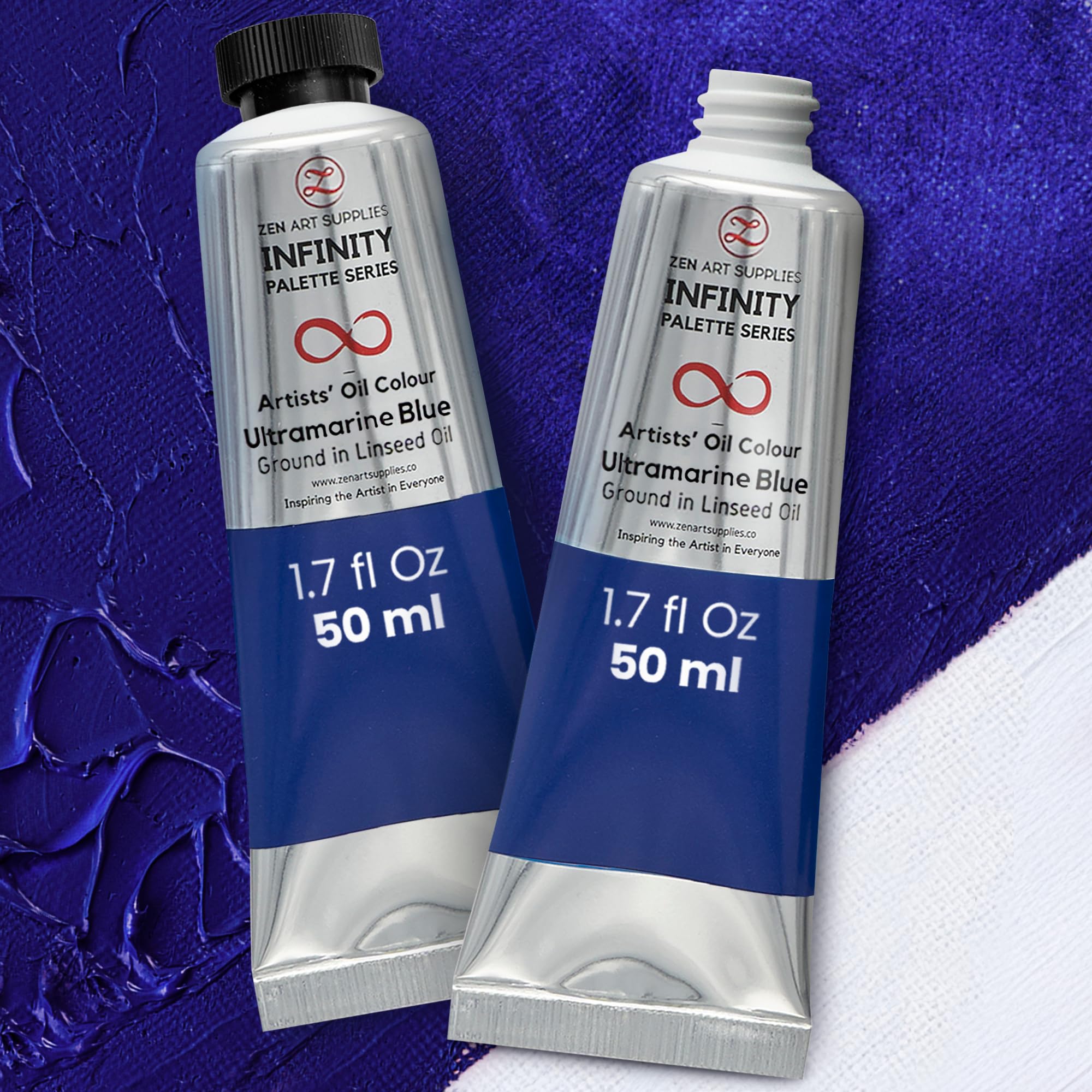 Zenart Supplies Ultramarine Blue Zenart Oil Paint - | 2 X 50Ml Professional Artist Oil Paint Tubes | Rich Pigment, Smooth Texture, Non-Toxic | Ideal For Fine Art, Portraits, Landscapes