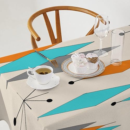 Miniatura 1121 de Mantel floral hippie, diseño retro de los años 70, naranja, rosa, azul, floral, bohemio, estampado estético de margaritas, para fiesta, picnic