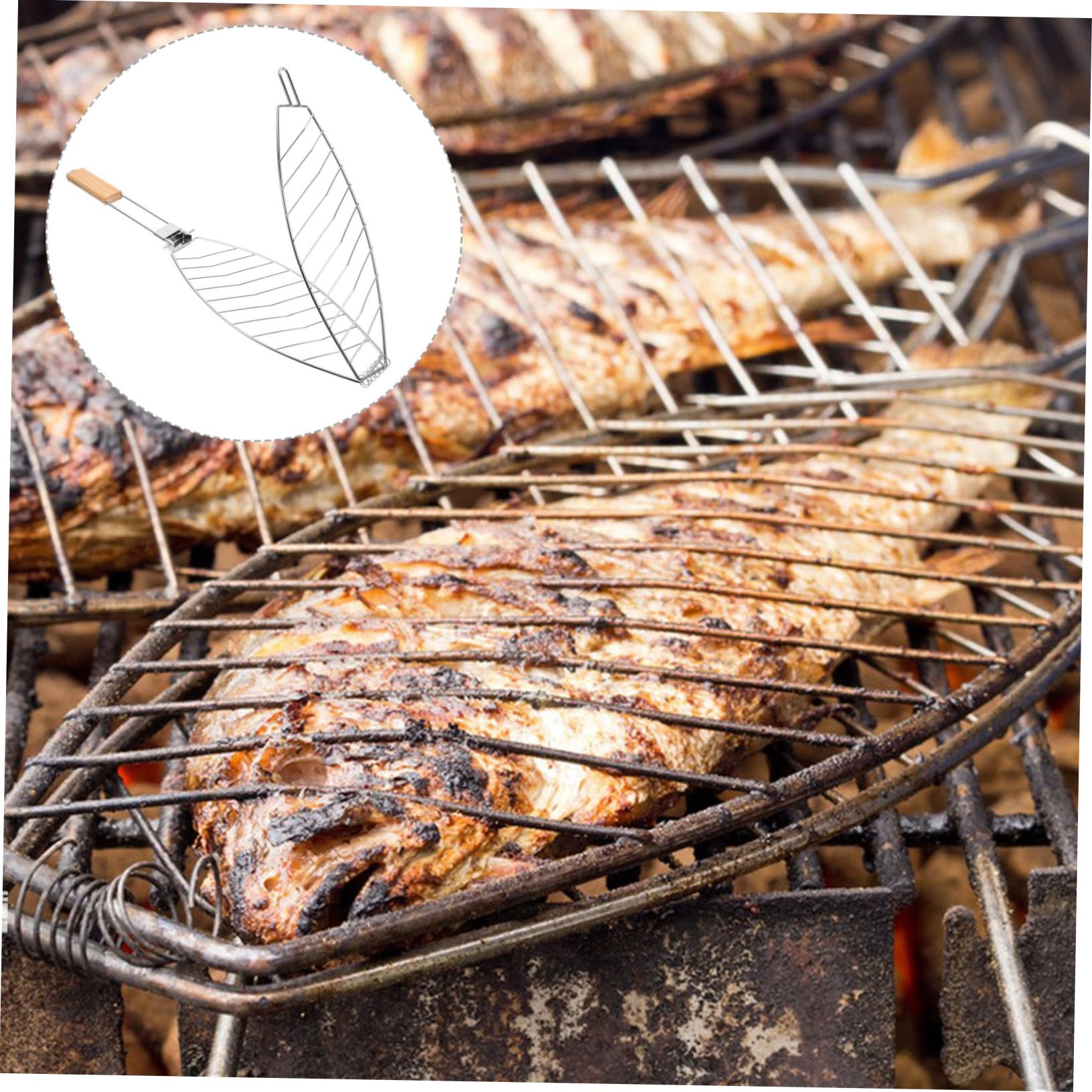 Ciieeo 4stücke Grillkorb Für Fisch Und Abnehmbarer BBQ-grillkorb Mit Ergonomischem Griff Für Wenden Für Camping Und Grillpartys Leicht Zu Reinigen