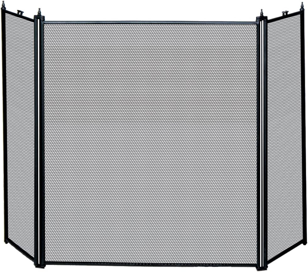 UniFlame 3-Fold Black Fireplace Screen, Black Finish (S31030BK)