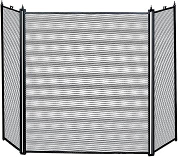 UniFlame 3-Fold Black Fireplace Screen, Black Finish (S31030BK)