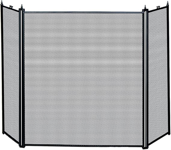 UniFlame 3-Fold Black Fireplace Screen, Black Finish (S31030BK)