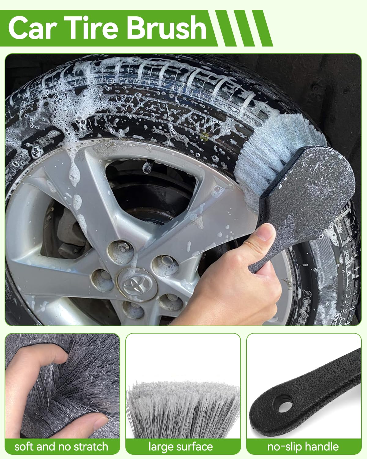 Cepillo de lavado de coche de 62 pulgadas con mango largo, cerdas de microfibra de felpilla, suave con la pintura del coche, 8 unidades