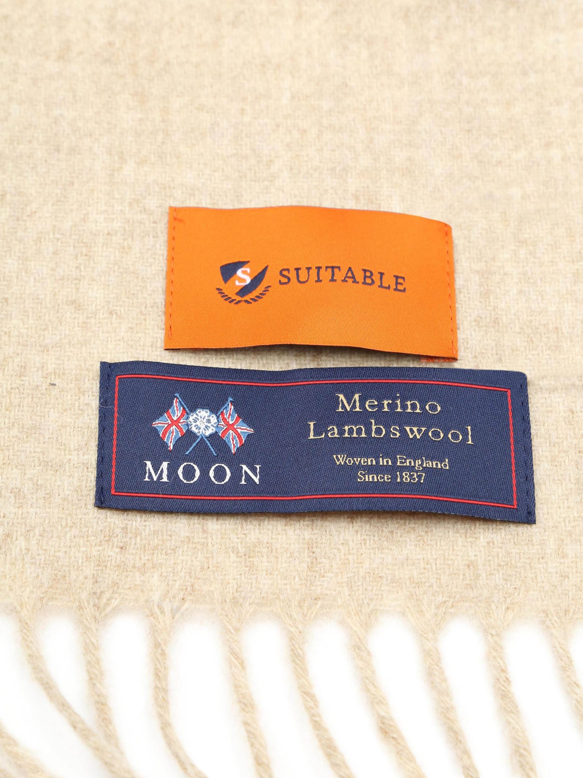 Suitable Sciarpa da uomo in lana merino ecru – taglia – uomo – abbigliamento – lana merino – perfetta per autunno e inverno