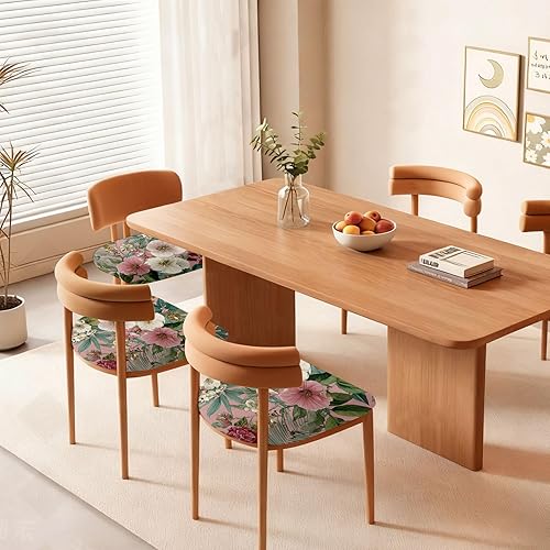 Miniatura 7 de Fundas de asiento para silla, paquete de 4 fundas impermeables elásticas para silla de comedor con lazos elásticos, extraíbles y lavables,