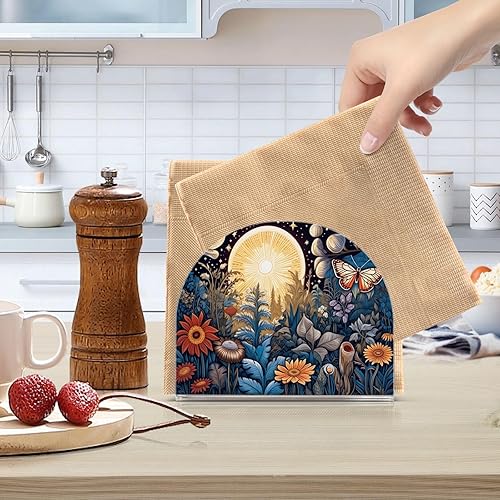 Miniatura 6 de Butterfly Flowers Acrylic Napkin Holder Clear Crystal Tissue Paper Dispenser for Table, Kitchen Countertop, Restaurant, Decor