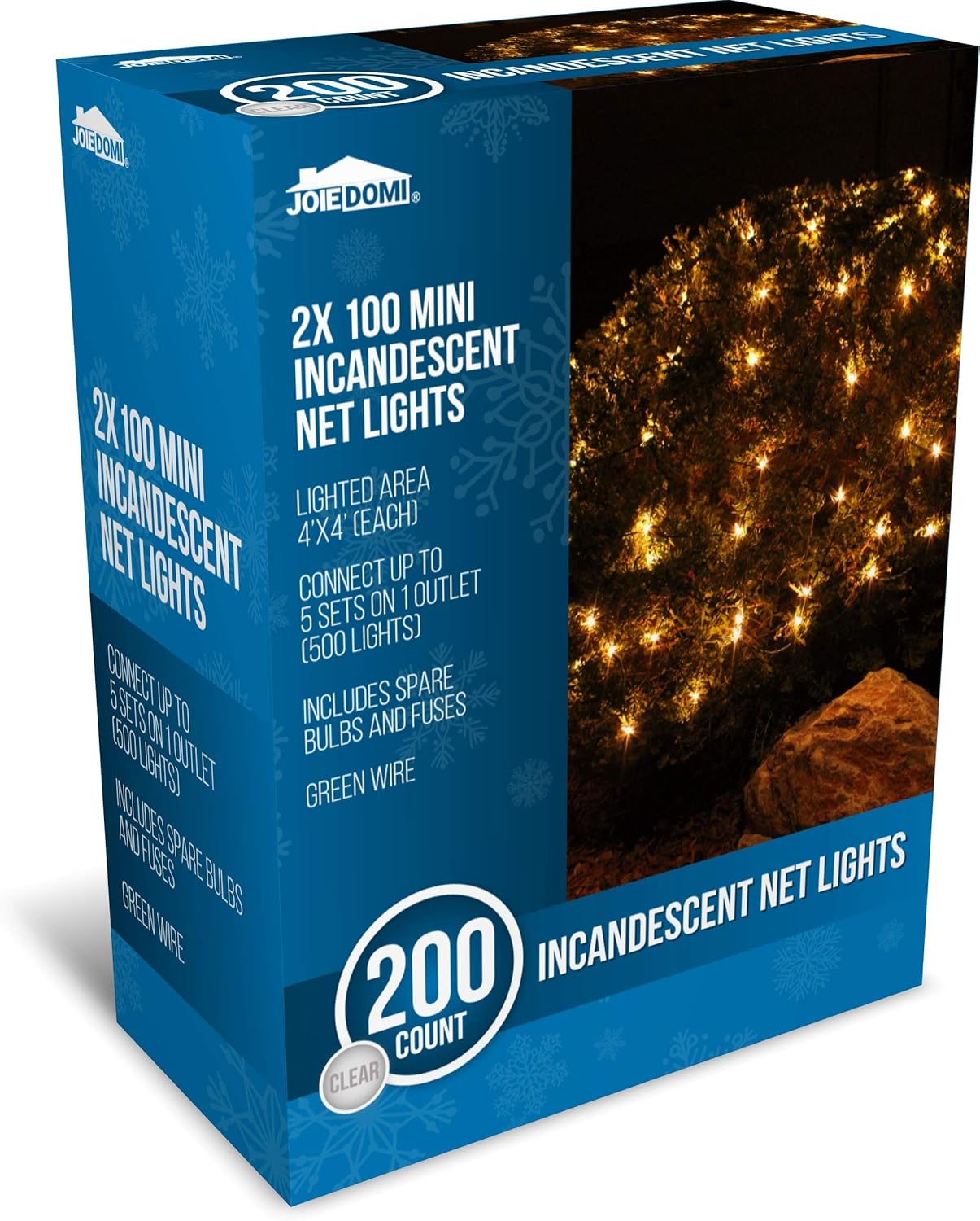 Joiedomi 2-Pack Christmas Net Lights,100 Warm White Net Lights for Indoor & Outdoor Christmas Decorations, Events, Eve Night Decor, Tree, Bushes 100 Lights x 2 Pack
