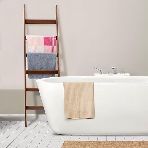 Miniatura 4 de VASGOR Escalera de madera decorativa para manta de 68 pulgadas, soporte para manta de pared (marrón)