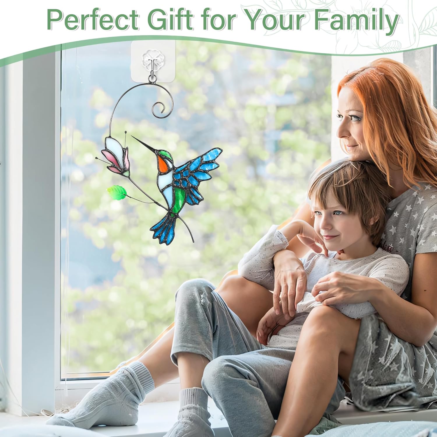 Hummingbird with Flower Stained Glass Birds Suncatcher Window Hangings Bird Suncatcher for Window Home Decor Handmade Hummingbird Gifts for Bird Lovers - Image 6