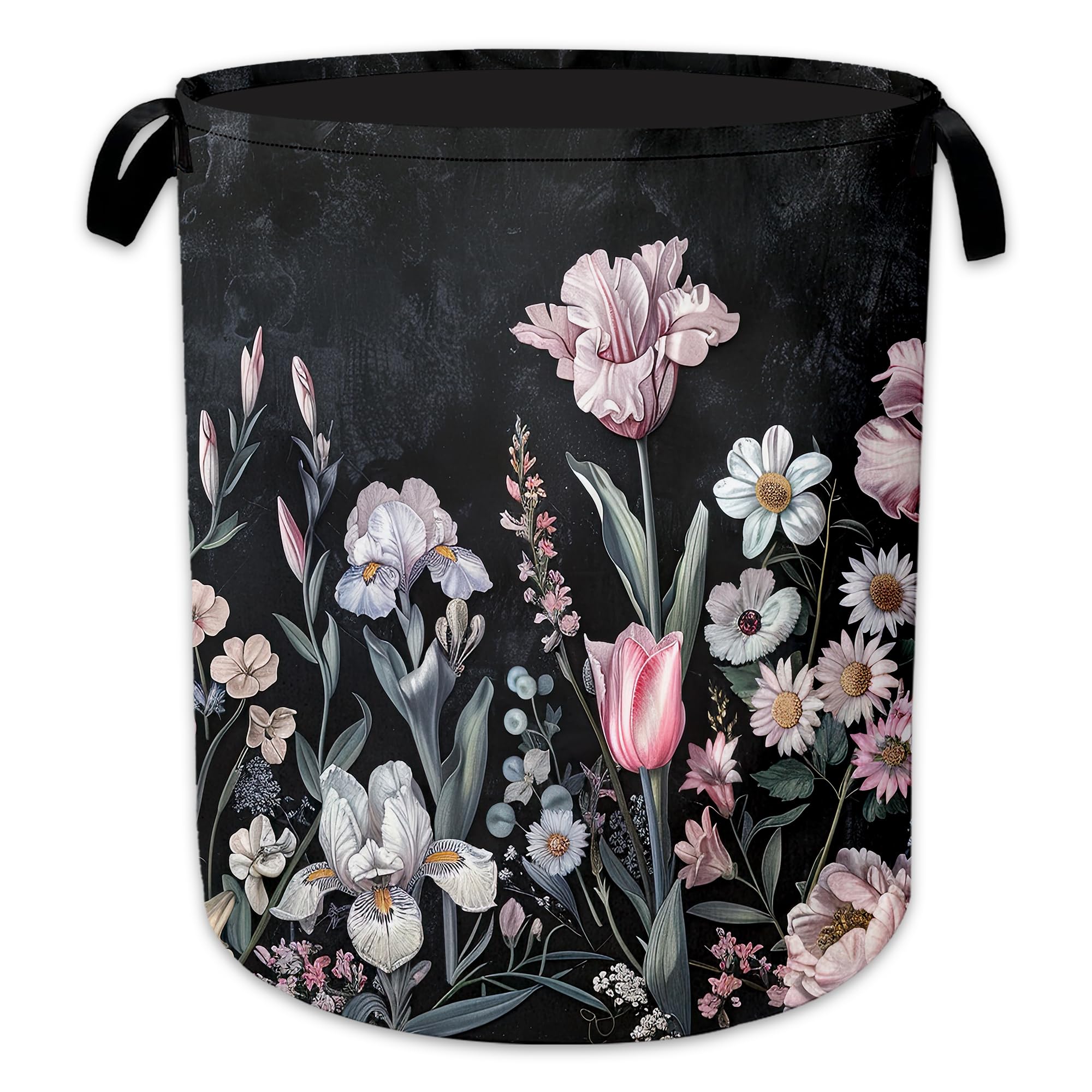 Vintage Flower Laundry Hamper, Botanical Laundry Baskets, Waterproof Oxford Cloth for Room/Bathroom/Bedroom/Dormitories 16x20.8 Inch