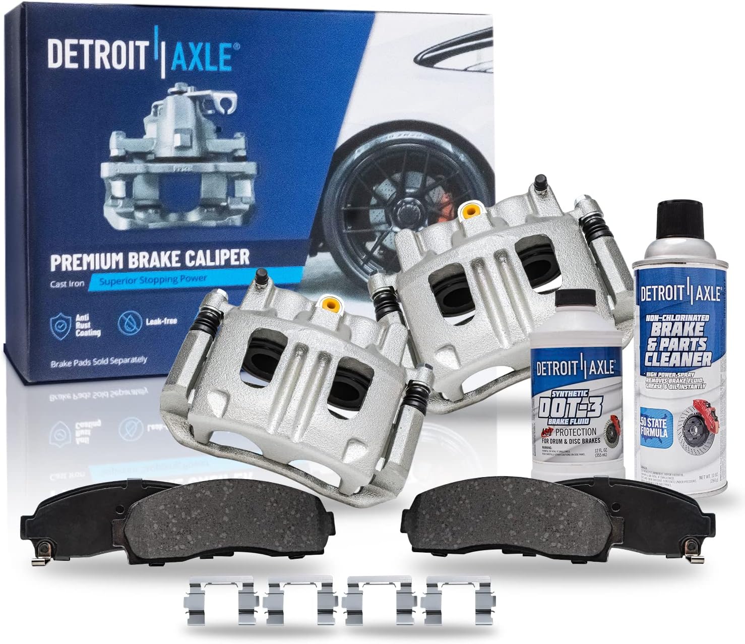 Detroit Axle - Front Brake Kit for Ford Ranger Explorer Sport Trac B2300 B3000 B4000 Mercury Mountaineer, Disc Brake Calipers Ceramic Brake Pads Replacement