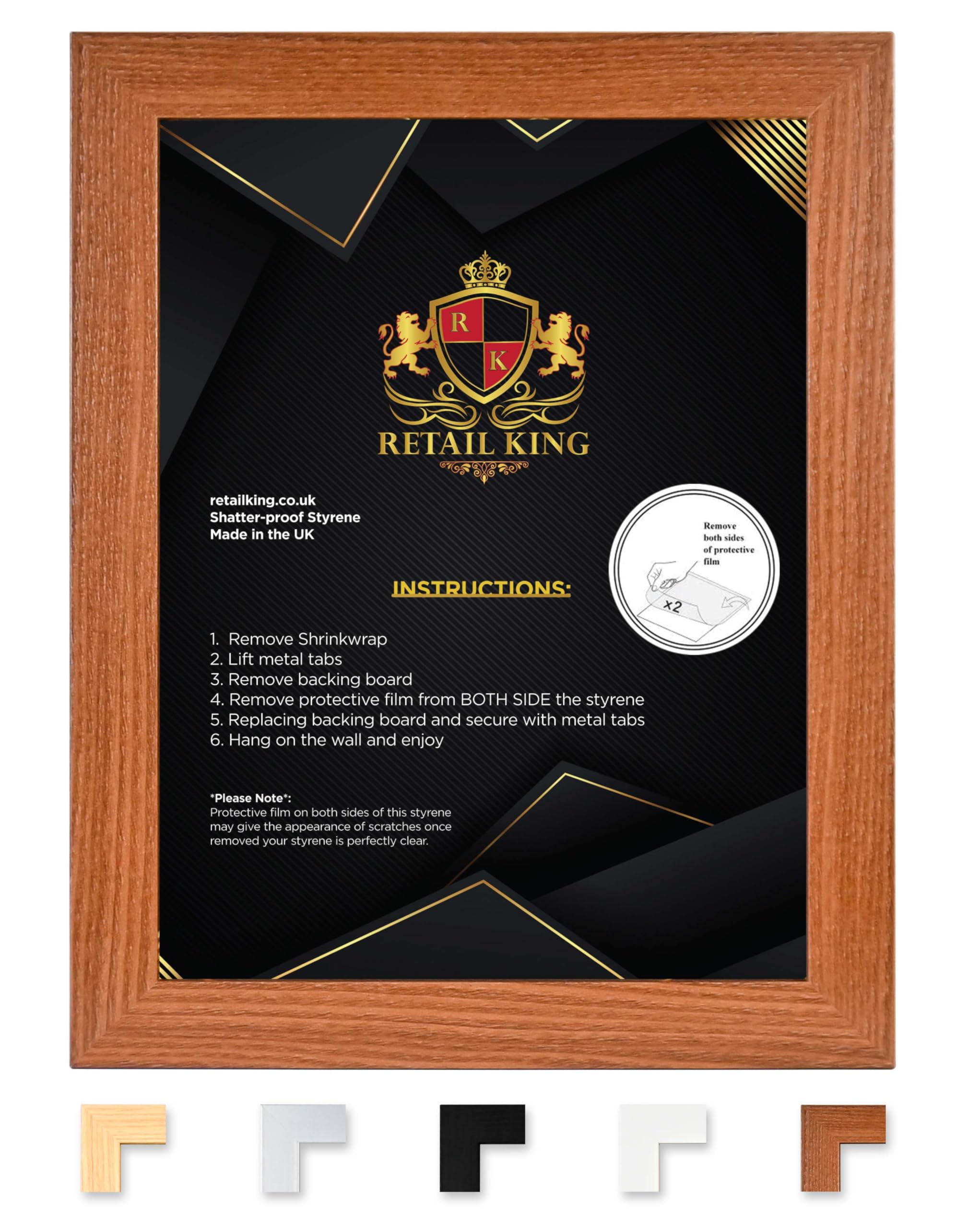 RK RETAIL KING Modern Wooden Effect Photo Frames | Home Decor Picture frames | Tabletop & Wallhanging Poster Frames | Safe Perpex Front & Wall Mounting Frames (Walnut, 22x16 in)