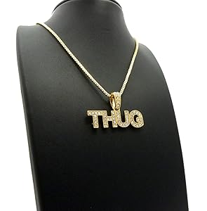 CBC Crown Stones Filled Hip Hop Words Thug/Thug Life Pendant