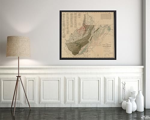 New York Map Company TM 1908 Map West Virginia of West Virginia of West Virginia show coal il gas and limestone areas Relief shown by cVintage Fine