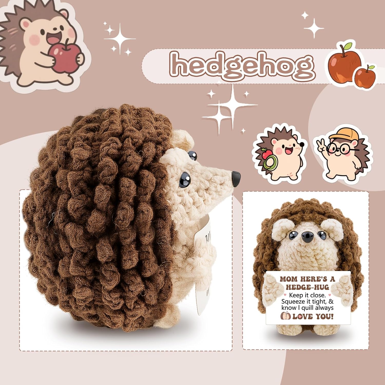 Mom Birthday Gifts from Daughter/Son Handmade Positive Crochet Hedgehog Mom Birthday Gifts Mom's for Women Positive Crochet Animals for New Gift for Mothers - Image 7