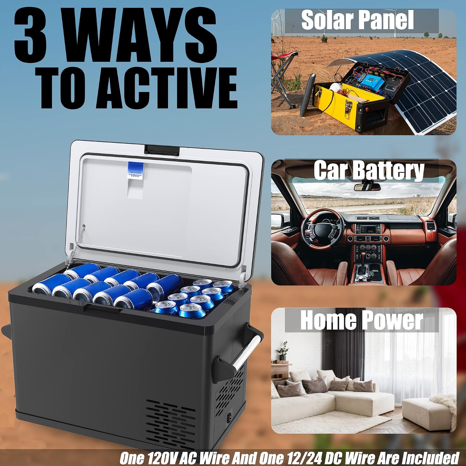 12 Volt Car Cooler With Digital Touch Screen, Fast Cooling 45 Qute/42.5L Portable Freezer From 50℉to -4℉, Small RV 12V Fridge With Freezer & Refrigerator Compartment For Travel, Camping, Boat and Home Use, Black
