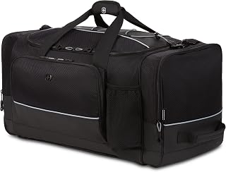 SwissGear Apex Duffel Bag, Men's and Women's Gym Bag, Travel Duffle Bags, Black Dobby, 28-Inch, Black