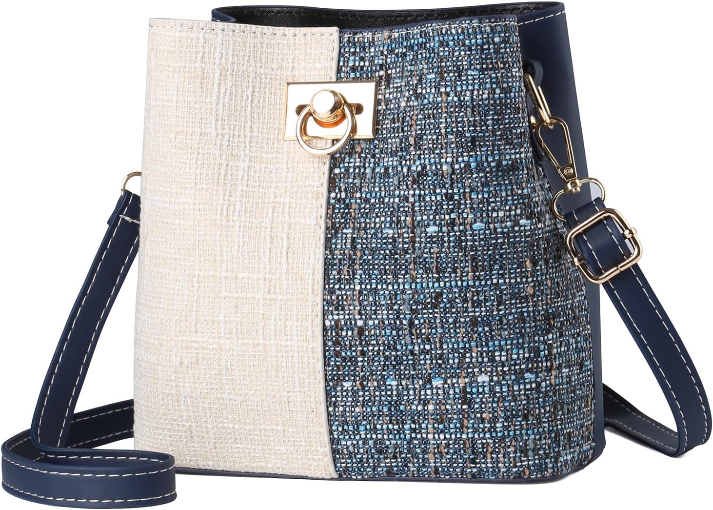 PINCNEL Cross Body Bag Purses for Women - PU Leather Crossbody Bucket Bag with Adjustable Shoulder Strap, Multiple Pockets, and Stylish Design(Blue), Blue