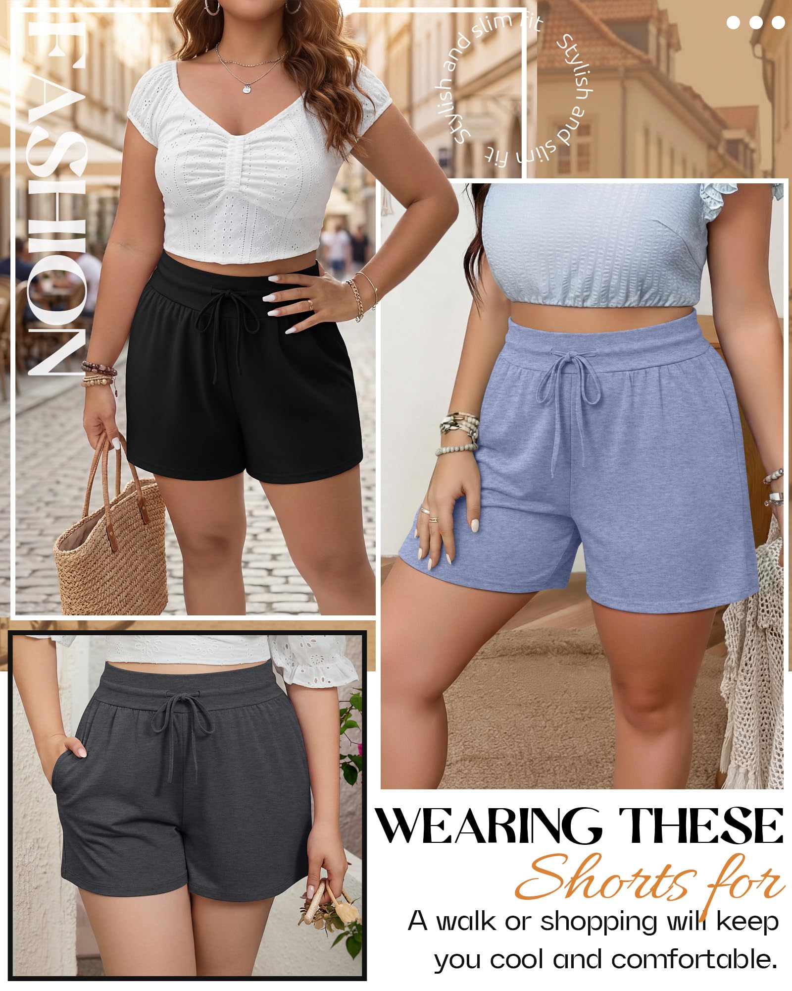 Neer Confezione da 3 pantaloncini da donna taglie forti