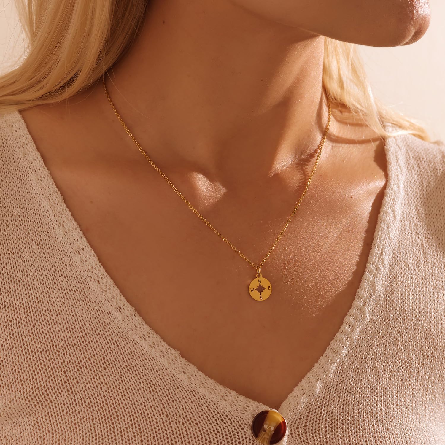 Aunt Niece Gifts from Auntie Uncle Gold Pendant Compass Necklace for Women 18" - Image 3