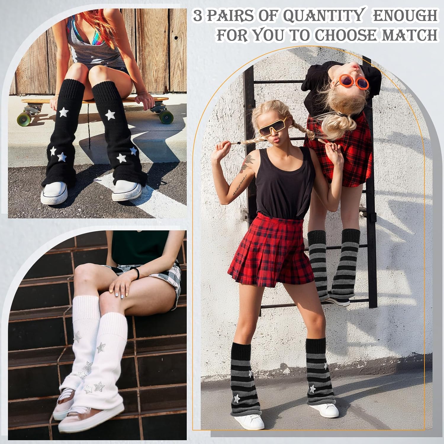 Leg Warmers Y2K for Women - Star Flared Knitted Leg Sleeves Kawaii Harajuku Streetwear Leg Warmers Goth Lolita Winter Accessories for Halloween Christmas - Image 4