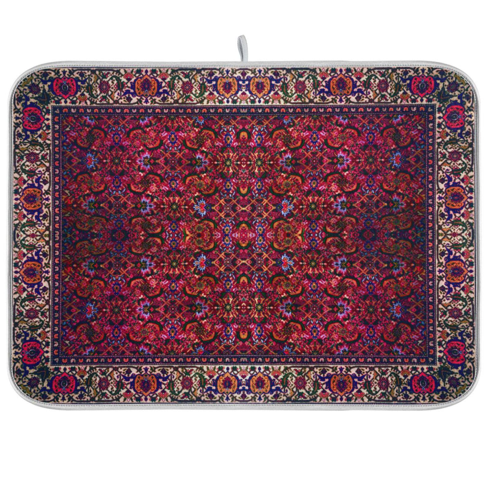 ElliTarr Dish Drying Mat for Kitchen Counter, Microfiber Absorbent Dish Draining Mat, Small Kitchen Drying Mat Heat Resistant Drying Pad for Counter