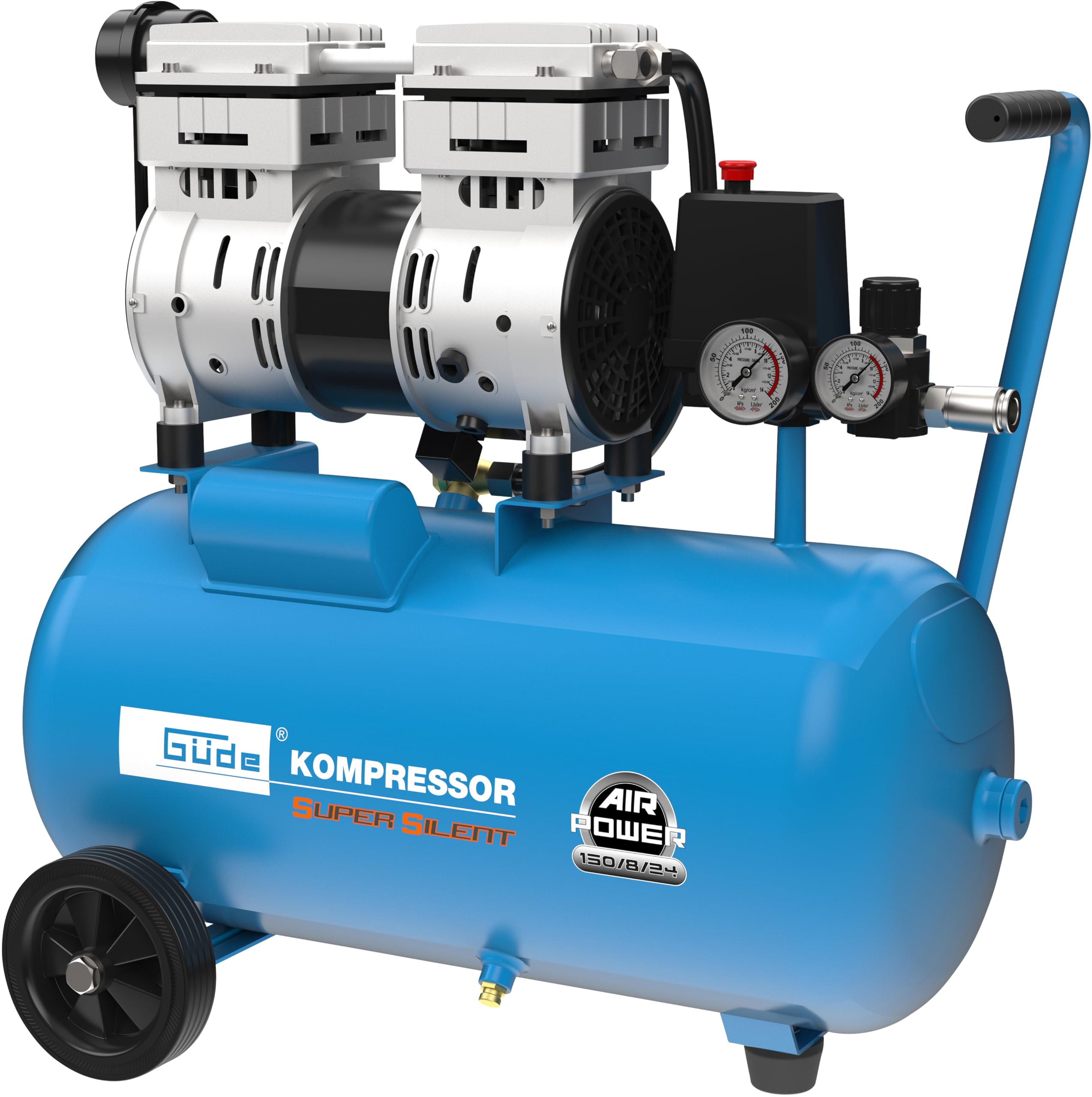 Güde Kompressor Airpower 150/8/24 SILENT ölfrei 8 bar 750 W 24 l Kessel 130 l/min