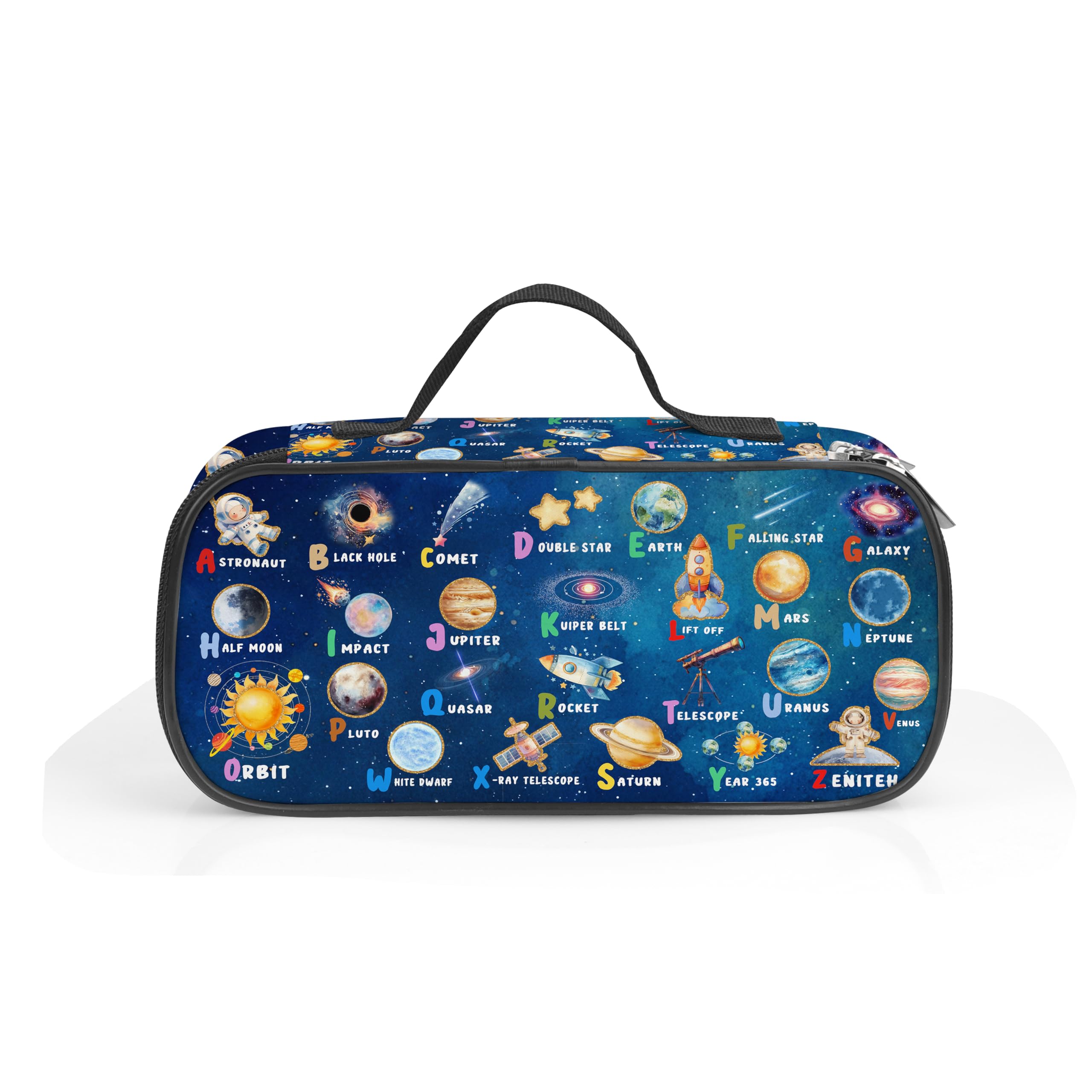 Space Pencil Case, Astronaut Pencil Box for Kids Planet Pen Bag, Large Capacity Galaxy Pen Pouch with Zipper Compartments for School Office