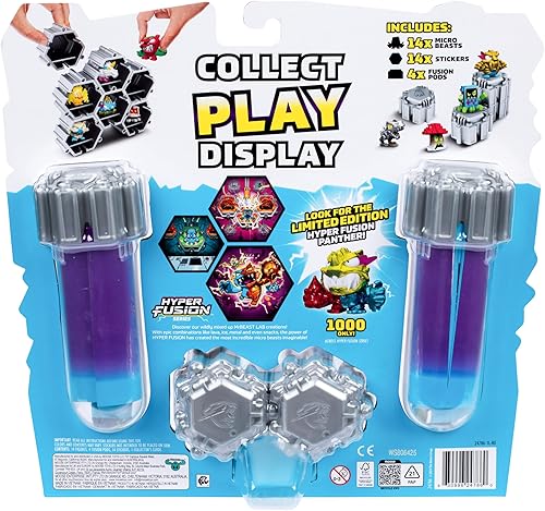 Miniatura 6 de MrBeast Lab Swarms Series 3, serie Hyper Fusion, paquete de 14 micro bestias coleccionables, 14 calcomanías coleccionables y 4 tapas de fusión para