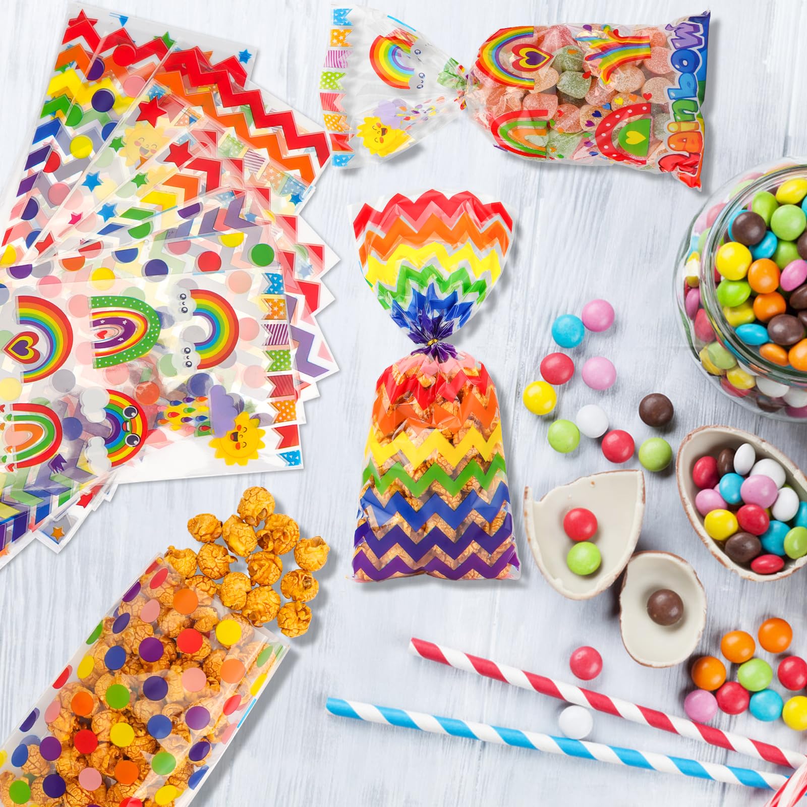 100 Sacchetti Regalo Trasparenti Per Caramelle - Con Fiocchi Dorati Per Compleanni, Natale E Feste - Foto 9