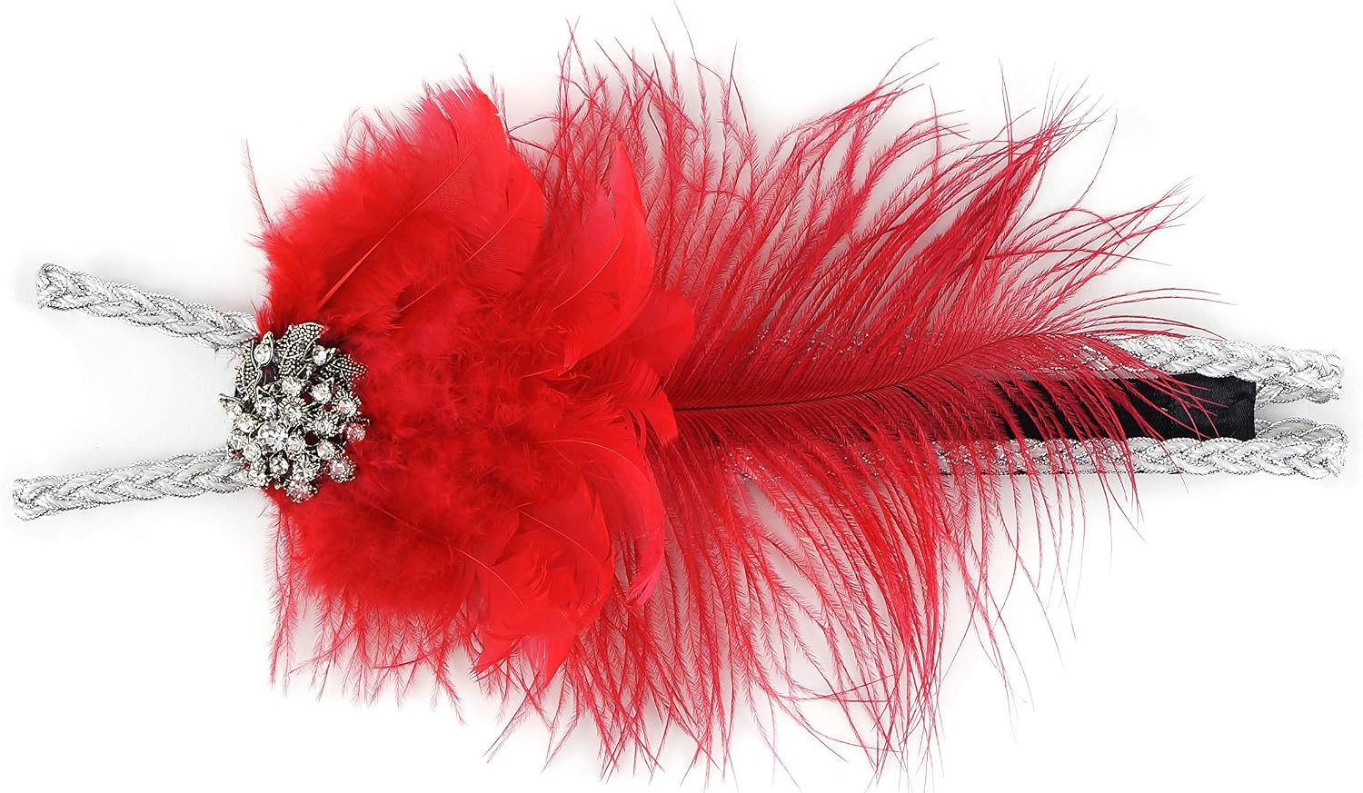 ZUCKER 1920s Headpiece Feather Hair Accessories -New Year Eve- Gatsby Costumes for Woman Flapper Headband