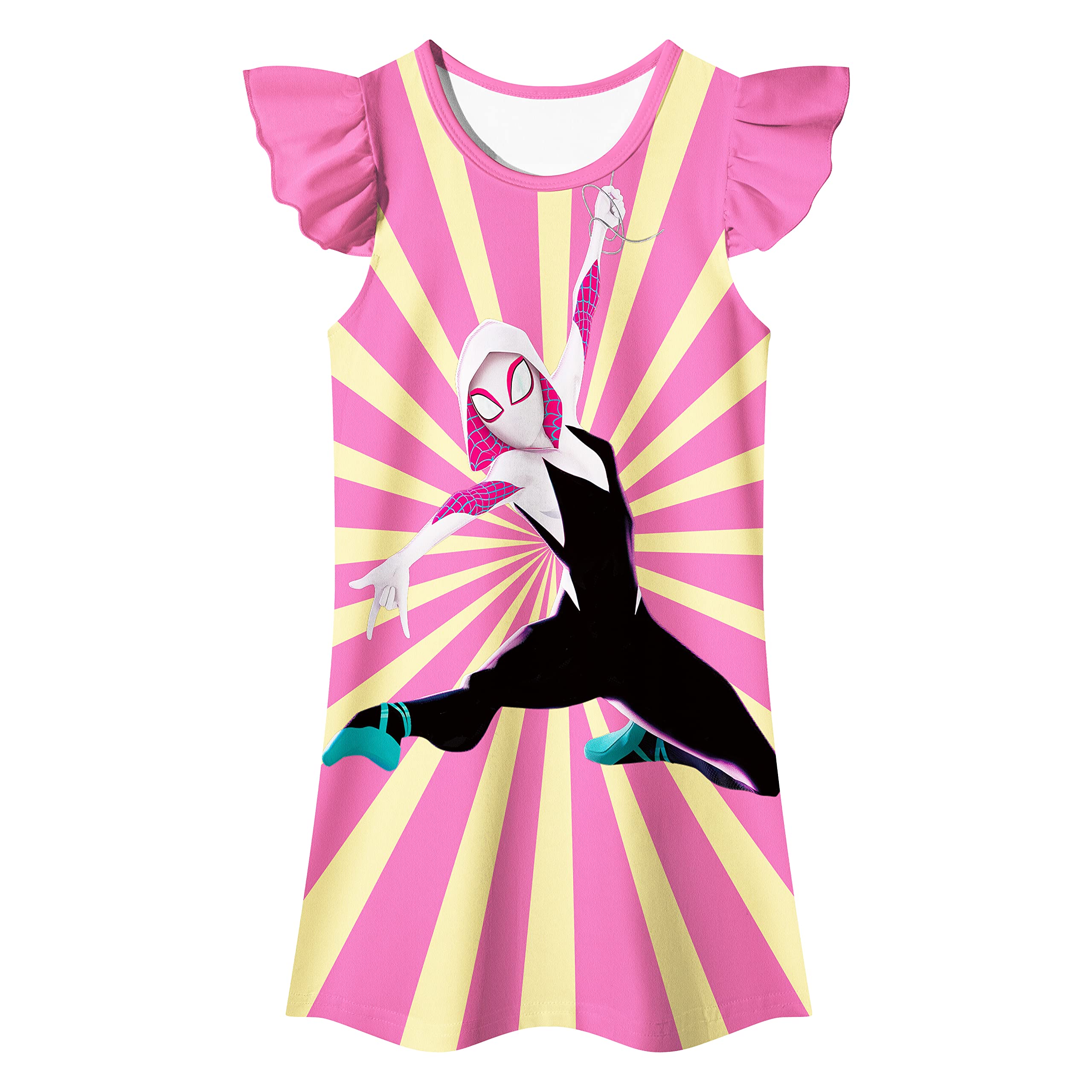 Girl Cartoon Hero Dress Toddler Fantasy Dresses Kids Ruffle Playwear Casual Clothes 3-7 Years