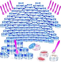 Vista 10 de MotBach 100 paquetes de botes de plástico de 3 g con tapas, botes de cosméticos redondos transparentes de 3 ml, botes de maquillaje de 3 gramos