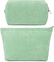 Vista 40 de SOIDRAM 2 Piezas Bolsa de Maquillaje Grande, Bolsa de Cosméticos a Cuadros de Gran Capacidad, Bolsa de Lona Mixta para Viaje, Bolsa Organizadora