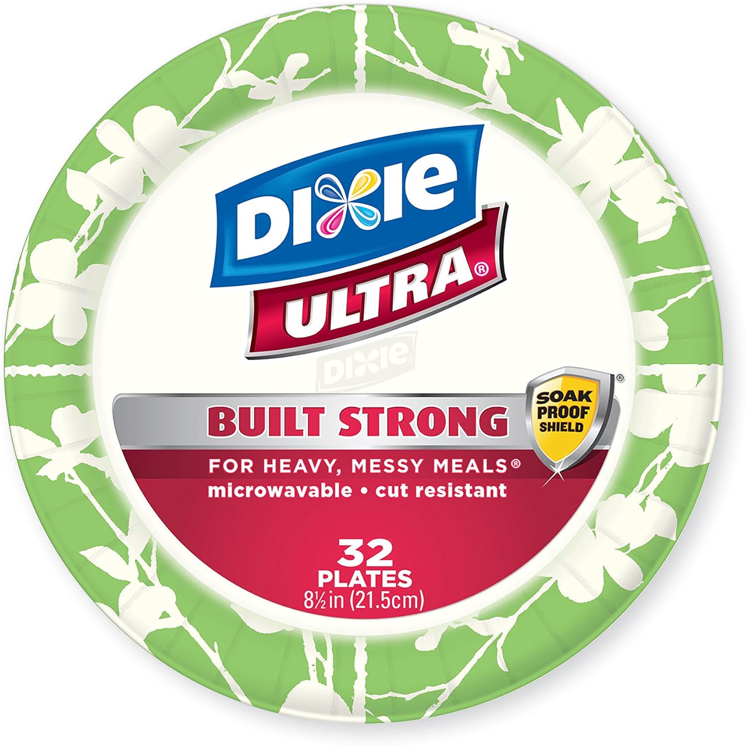 Dixie Ultra Disposable Plates, 8 1/2 Inch, 32 Count, Design/Color May Vary (Pack of 4)