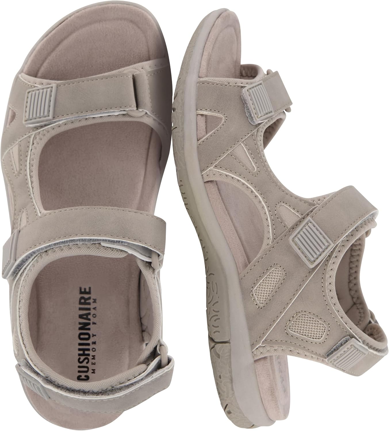 CUSHIONAIRE Pace Comfortable Walking Sandals for Women with Arch Support and Adjustable Straps