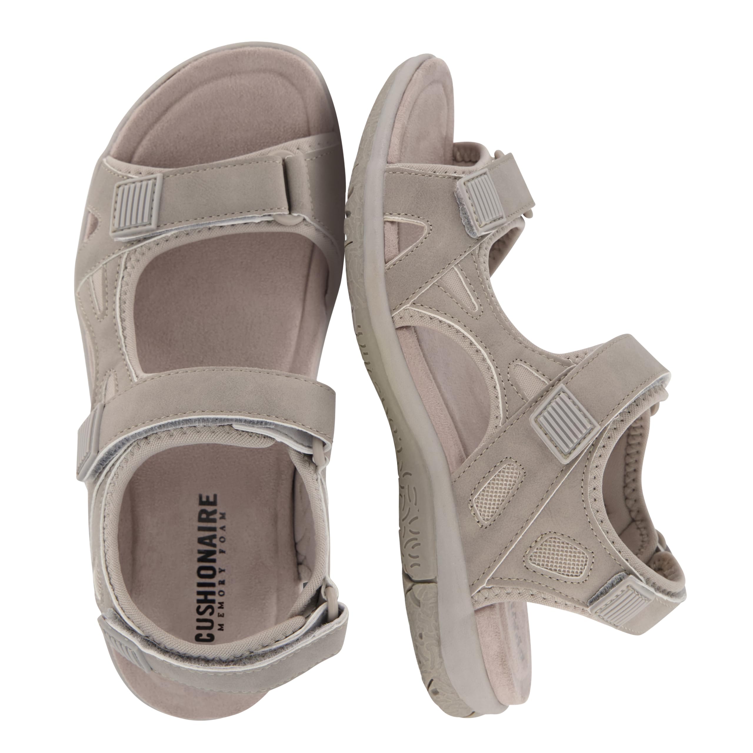CUSHIONAIRE Pace Comfortable Walking Sandals for Women with Arch Support and Adjustable Straps