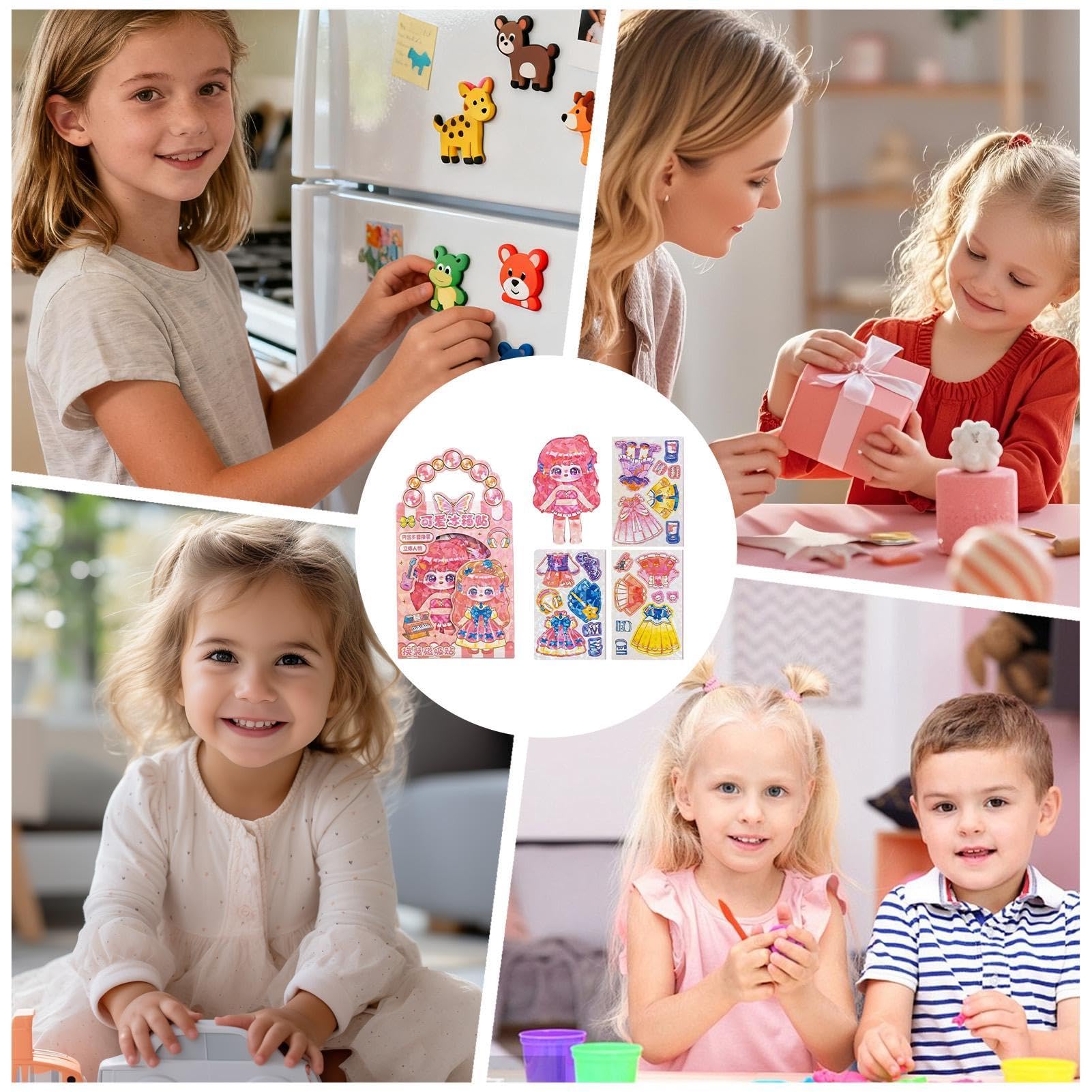 Generico Bambola Magnetica da Vestire - Giocattolo Magnete Frigo in Carta Vestiti Mix Match | Bambola di Carta Stile Anime per Bambini, Ragazze | Regalo Compleanno Gioco di Ruolo Creativo