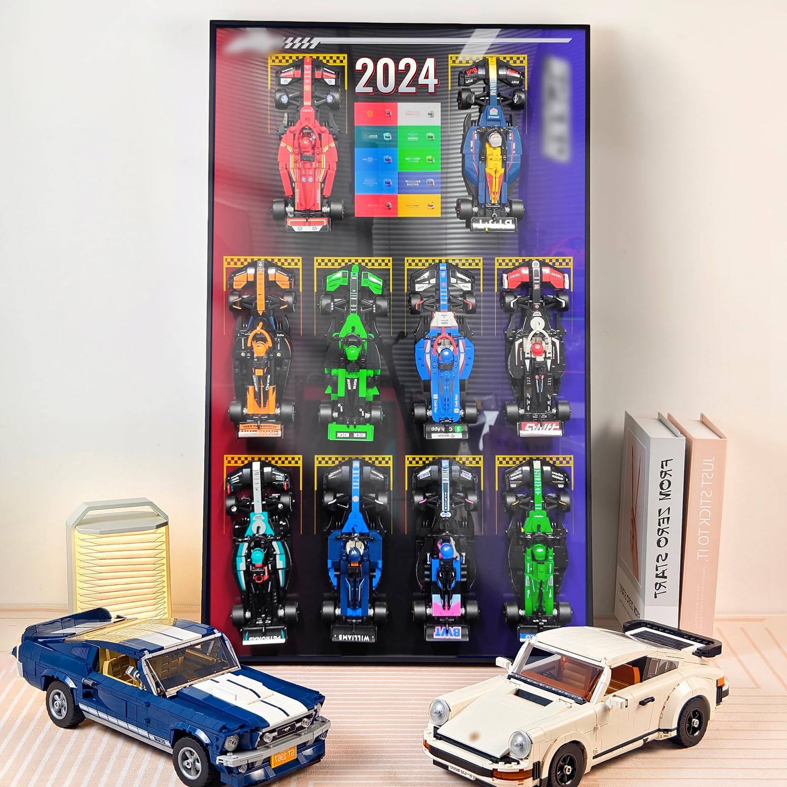 WETCEAOM Cadre Mural Compatible avec Speed Champions f1 Car 10-in-1 66802 F1 Building Set, Tableau d'affichage Mural Compatible avec F1 66802 etc, Taille : 75x45 cm (sans modèle