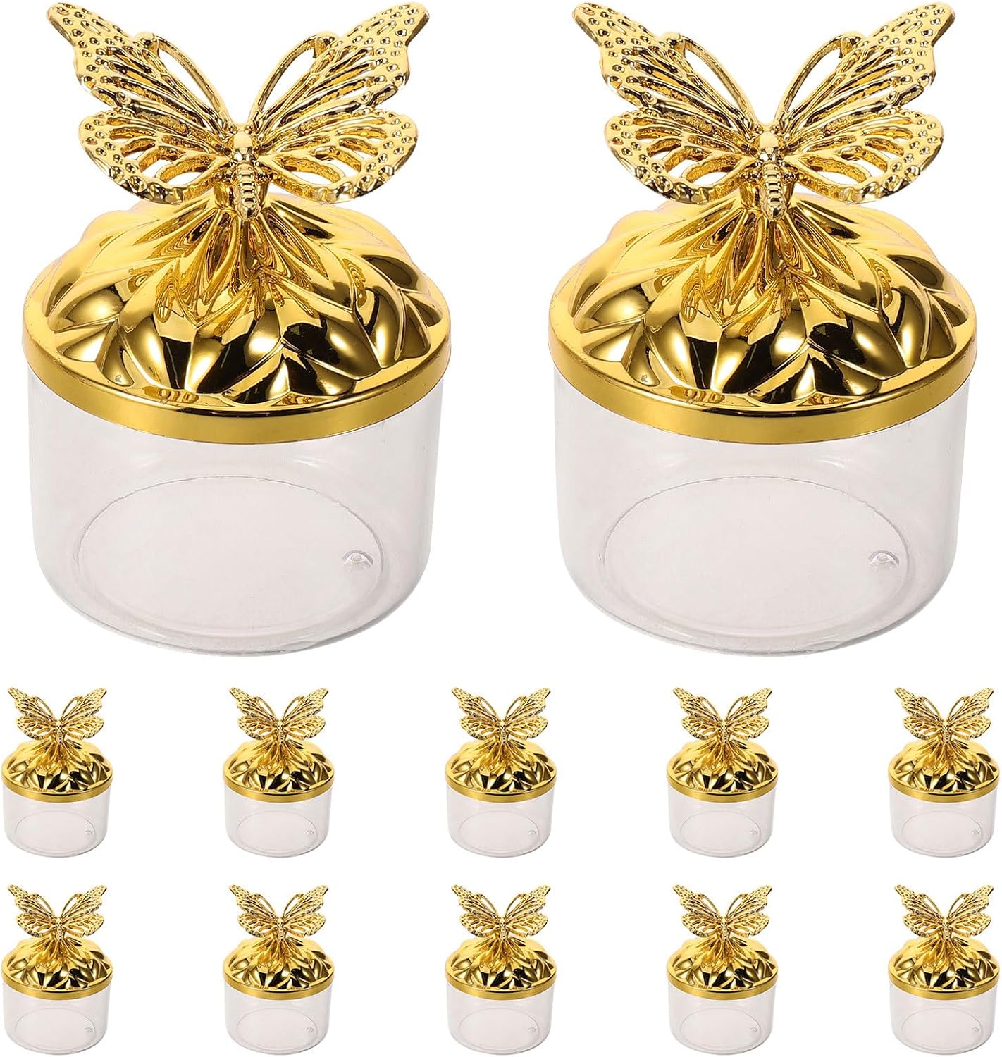 PRETYZOOM Butterfly Favor Boxes 12 Pack Clear Plastic Candy Treat Boxes with Lid 3.14 X 2.16 X 2.16 in Wedding Candy Box for Bridal Showers Birthdays Party Dessert Display