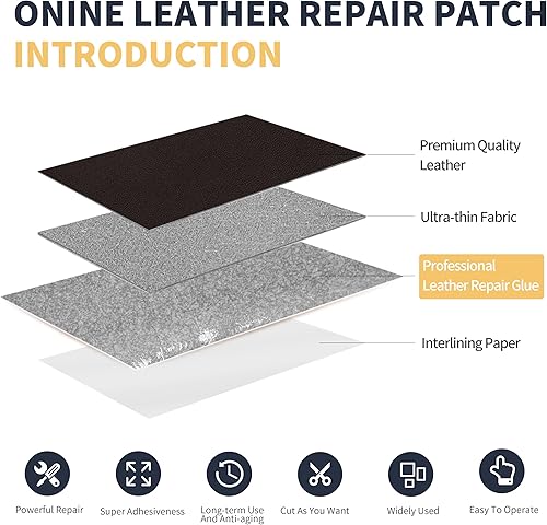 Vista 50 de ONine - Parche para reparación de cuero, autoadhesivo, diferentes colores, de 8 x 11 pulgadas para desprender y pegar, sofás, asientos de automóvil