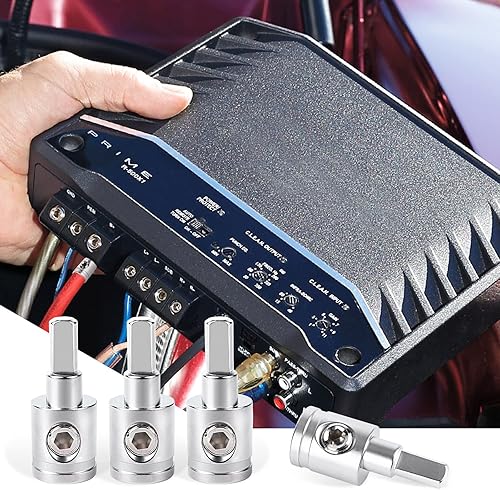 Miniatura 6 de Reductor de entrada de amplificador calibre 0 a 4 (4 piezas) Audio estéreo para automóvil AWG Pin Power Reductor de cable de tierra 4PCS..