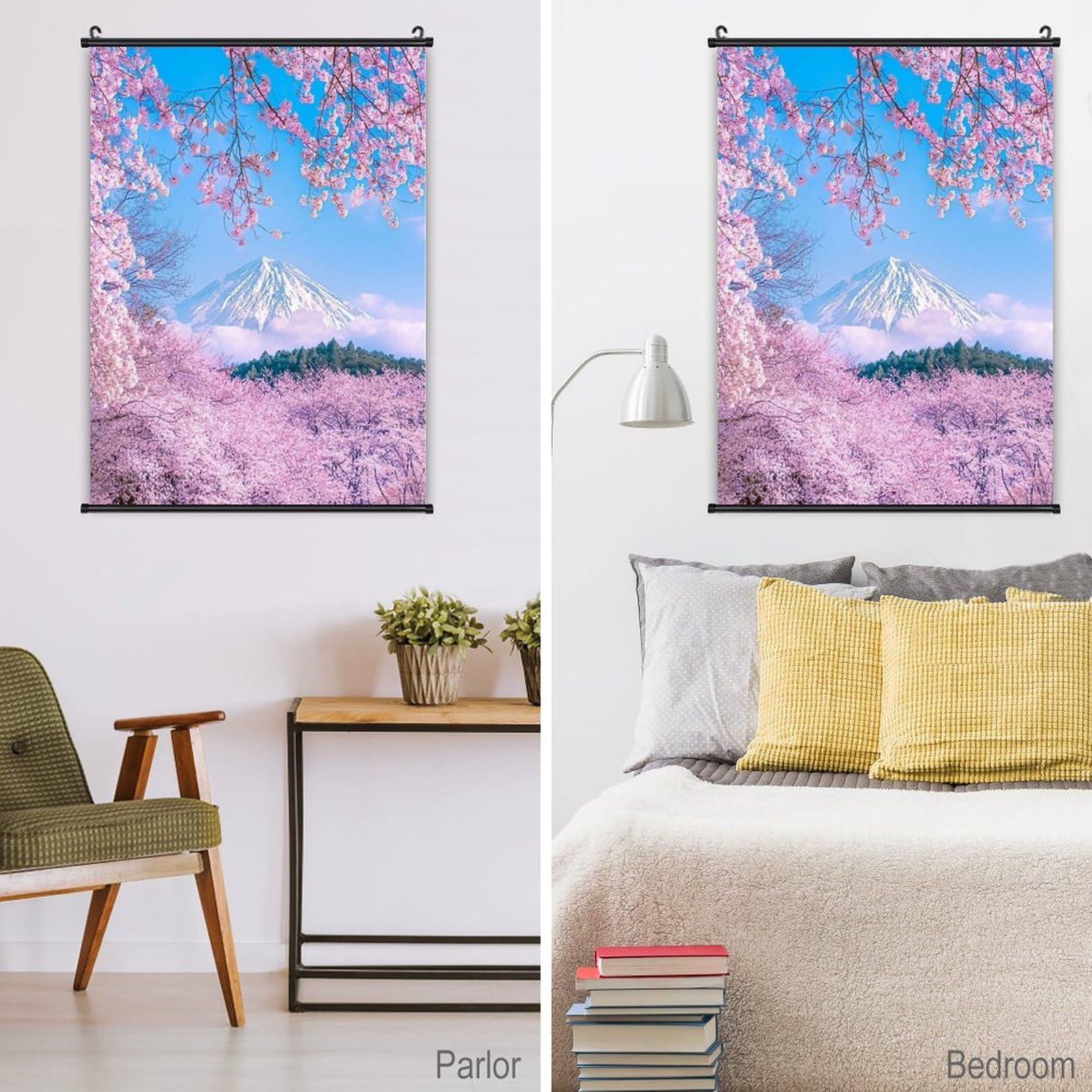 Amazon.co.jp: 富士山を背景に美しい日本の桜 ポスター 壁掛け 掛け画