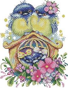 Awesocrafts Kreuzstich Set Sonnenblumen-Beeren-Korb - Vorgedruckt 14CT Mit Garn & Nadel