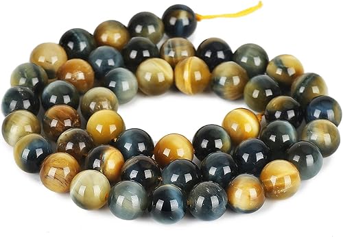 Miniatura 4 de Cuentas naturales de ojo de tigre de ensueño, cuentas redondas sueltas de grado AAA de 0.394in, 40 unidades a granel, cuentas de piedra semipreciosa